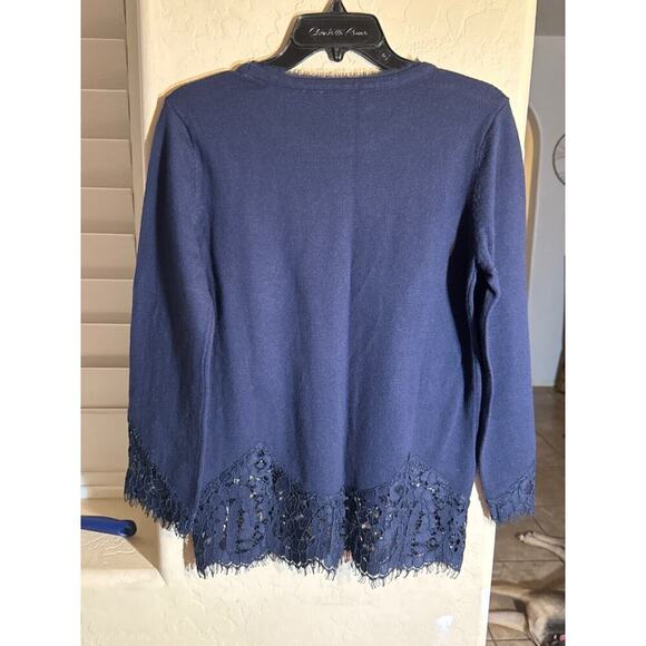 Soft Surroundings Navy Sweater Pull Over Medium Wool Blend Medium - Picture 4 of 7